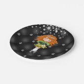 Custom Irish Dance Redhead Girl Green, Black Pappteller (Schrägansicht)