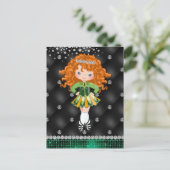 Custom Irish Dance Redhead Girl Green, Black Postkarte (Stehend Vorderseite)