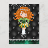 Custom Irish Dance Redhead Girl Green, Black Postkarte (Vorderseite)