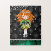 Custom Irish Dance Redhead Girl Green, Black Puzzle (Vertikal)