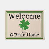 Custom Irish Family Large Willkommen im Kleeblatt Fußmatte (Vorderseite)