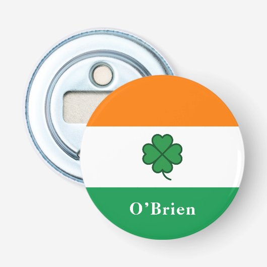 Custom Irish Flag Bottle Opener with Last Name Flaschenöffner (Vorderseite)