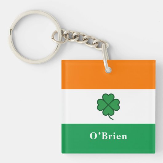 Custom Irish Flag Bottle Opener with Last Name Schlüsselanhänger (Vorderseite)