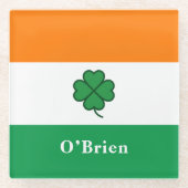 Custom Irish Flag with Last Name Glasuntersetzer (Vorderseite)