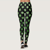 Custom Irish Green Glitzer Kleeblatt Pattern Black Leggings (Rückseite)