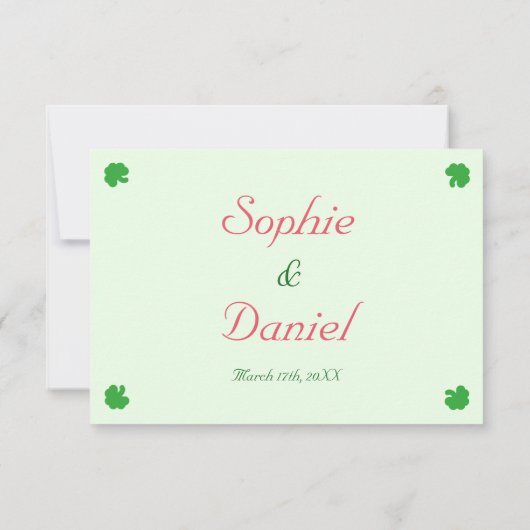 Custom Irish Green Kleeblatt Clover Wedding RSVP (Rückseite)