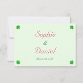 Custom Irish Green Kleeblatt Clover Wedding RSVP Karte (Rückseite)