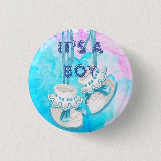 Custom IT is a BOY Baby Gender Reveal Party Button (Vorderseite)