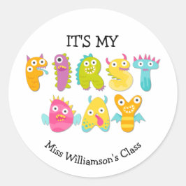 Custom It is my first day Kindergarten Animal Runder Aufkleber