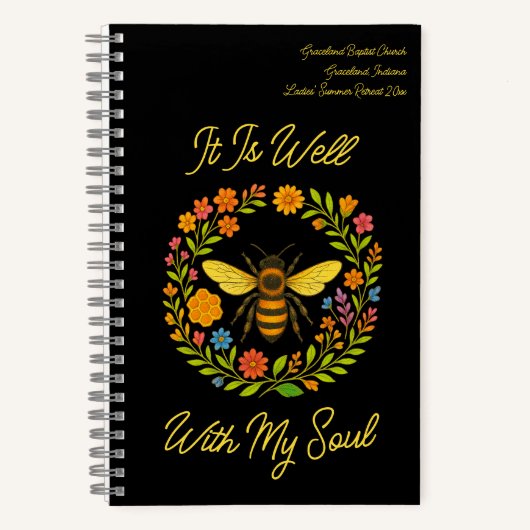 Custom "It is well with my Soul" Boho Honeybee Notizblock (Vorderseite)
