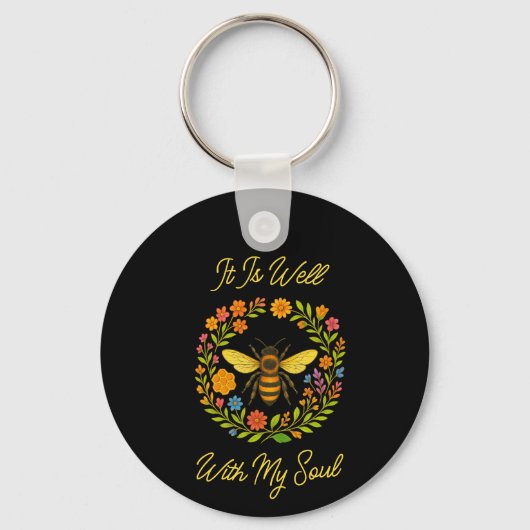 Custom "It is well with my Soul" Boho Honeybee Schlüsselanhänger (Vorderseite)