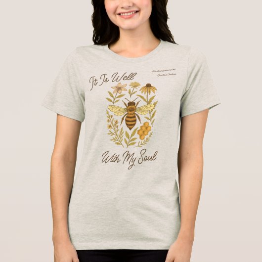 Custom "It is well with my Soul" Boho Honeybee Tri-Blend Shirt (Vorderseite)