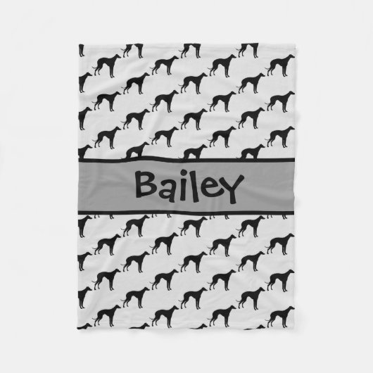 Custom Italian Greyhound Dog Silhouette Fleecedecke (Vorderseite)