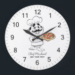 Custom Italian Pizzeria Pizza Kitchen / Restaurant Große Wanduhr<br><div class="desc">Bring the warm,  inviting atmosphere of an authentic Italian kitchen into your space with this Italian Pizzeria Pizza Kitchen or Restaurant Round Large Clock. Inspired by classic Italian pizzerias,  this stylish wall clock adds a delicious touch of culinary charm to any kitchen,  dining area,  café,  or restaurant.</div>