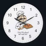 Custom Italian Pizzeria Pizza Kitchen / Restaurant Große Wanduhr<br><div class="desc">Bring the warm,  inviting atmosphere of an authentic Italian kitchen into your space with this Italian Pizzeria Pizza Kitchen or Restaurant Round Large Clock. Inspired by classic Italian pizzerias,  this stylish wall clock adds a delicious touch of culinary charm to any kitchen,  dining area,  café,  or restaurant.</div>