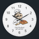 Custom Italian Pizzeria Pizza Kitchen / Restaurant Große Wanduhr<br><div class="desc">Bring the warm,  inviting atmosphere of an authentic Italian kitchen into your space with this Italian Pizzeria Pizza Kitchen or Restaurant Round Large Clock. Inspired by classic Italian pizzerias,  this stylish wall clock adds a delicious touch of culinary charm to any kitchen,  dining area,  café,  or restaurant.</div>