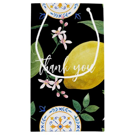 Custom Italian Tile Botanic Small Geschenktasche Kleine Geschenktüte (Rückseite)