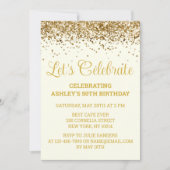 Custom Ivory and Gold Glitter 50th Birthday Party Einladung (Vorderseite)