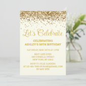 Custom Ivory and Gold Glitter 50th Birthday Party Einladung (Stehend Vorderseite)