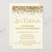 Custom Ivory and Gold Glitter 50th Birthday Party Einladung (Vorne/Hinten)