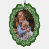 Custom Ivory White Mandala Kranz auf Grün Ornament Karte (Links)