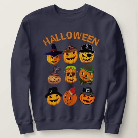 Custom Jack Lantern Carved Pumpkin Funny Halloween Sweatshirt (Design vorne)