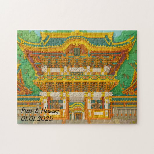 Custom Japan Landscape Travel Ästhetische Tempel Puzzle (Horizontal)