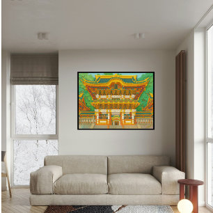 Custom Japan Tempel Landschaft Reisen Ästhetik Poster