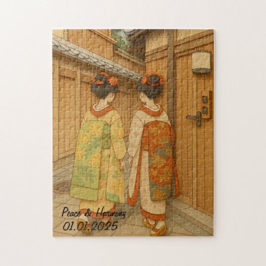 Custom Japan Travel Landscape Ästhetik Geisha Puzzle (Vertikal)