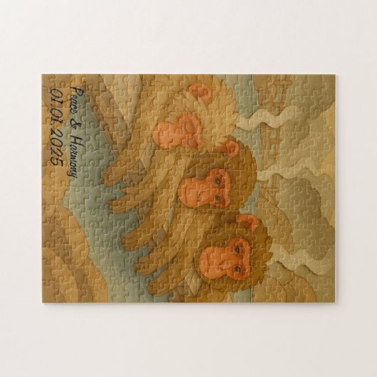 Custom Japan Travel Whimsical Funny Monkey Puzzle (Horizontal)