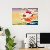 CUSTOM Japanese Great Wave & Crane Art Print  Poster (Heimbüro)