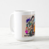 Custom japanische Frau Gitarrist Art Inspiration Kaffeetasse (Vorderseite Links)
