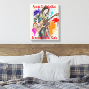 Custom japanische Frau Gitarrist Art Inspiration Leinwanddruck