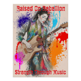 Custom japanische Frau Gitarrist Art Inspiration Poster