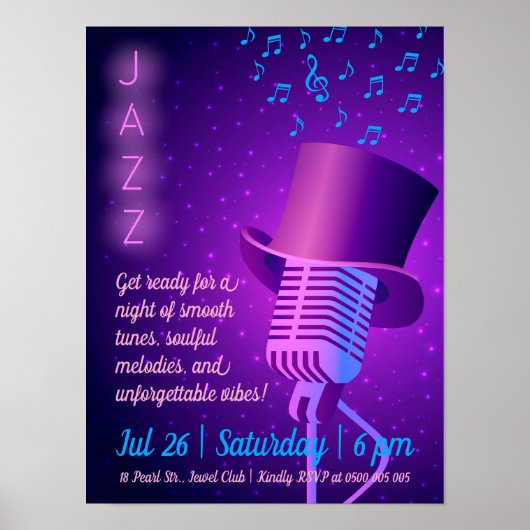Custom Jazz Night Retro Poster (Vorne)