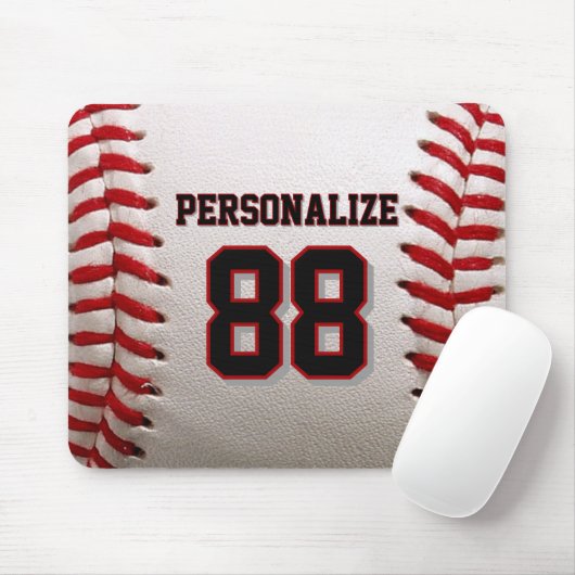 Custom Jersey Number & Name Baseball Player Design Mousepad (Mit Mouse)