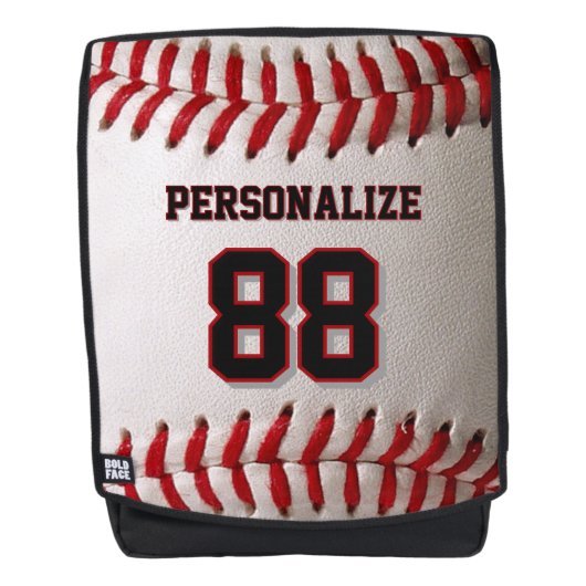 Custom Jersey Number & Name Baseball Player Design Rucksack (Vorderseite)