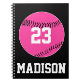 Custom Jersey Number Pink Softball Player Sports Notizblock (Vorderseite)