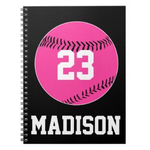 Custom Jersey Number Pink Softball Player Sports Notizblock