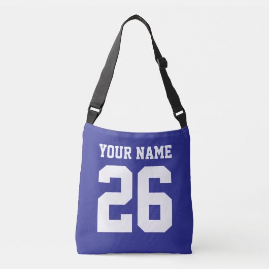 Custom jersey number sporty blue cross body bag tragetaschen mit langen trägern (Vorderseite)