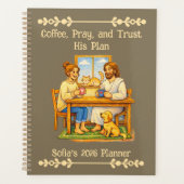 Custom Jesus & Coffee Crayon Art 2026 2027 Planner Planer (Vorderseite)