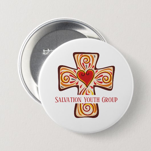 Custom Jesus Cross Button Button mit Herz (Vorne & Hinten)