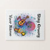 Custom Jigsaw Puzzle | Retro Octopus | Name & Text (Horizontal)