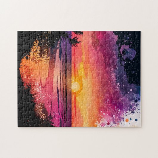 Custom Jigsaw Puzzle Watercolor Beach Sunset (Horizontal)