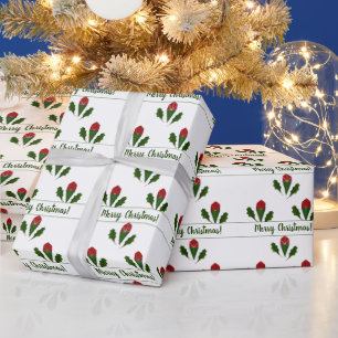 Custom Jolly Abstrakte Rote Rosen, Holly Holiday Geschenkpapier