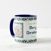 Custom Jolly Blue Frohe Weihnachts Foto Tee Kaffee Tasse (Vorderseite Links)