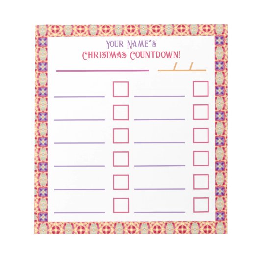 Custom Jolly Bright Weihnachtsplaner Checkliste Notizblock (Vorderseite)