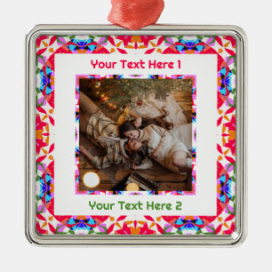 Custom Jolly Christmas Fun Red Blue Foto Gruß Ornament Aus Metall