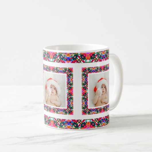 Custom Jolly Christmas Pattern Foto Picture Tee Kaffeetasse (VorderseiteRechts)