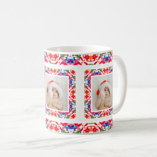 Custom Jolly Christmas Pattern Foto Picture Tee Kaffeetasse (VorderseiteRechts)
